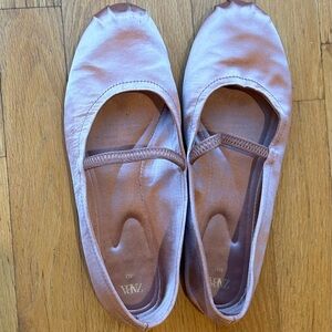 ZARA Satin Ballet Flats, Size 10